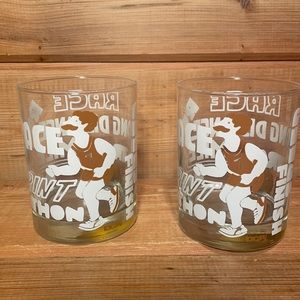 Two RARE Vintage Wiskey Glasses circa 60's 70's "Long Distance Running"Marathon"